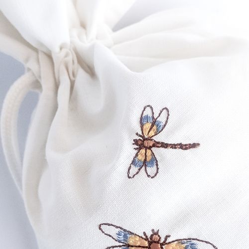 Bolsa Lingerie Bordada Libélulas Azul 38x49cm