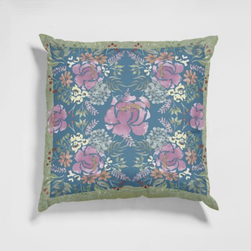 Funda de Cojín Estampado Bloom Petroleo 45x45cm
