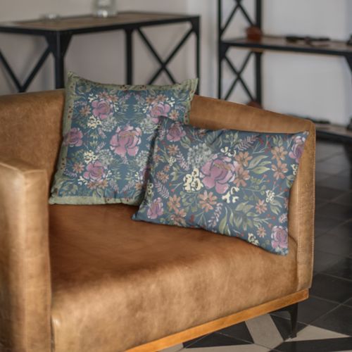 Funda de Cojín Estampado Bloom Petroleo 45x45cm