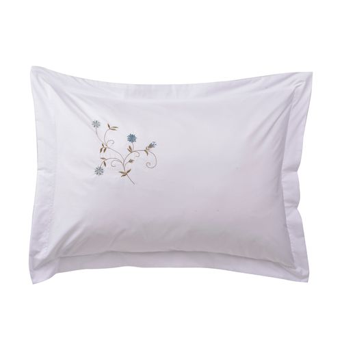 Set Fundas Bordada Florencia Azul 220 Hilos 50x70cm