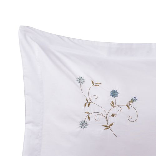 Set Fundas Bordada Florencia Azul 220 Hilos 50x70cm