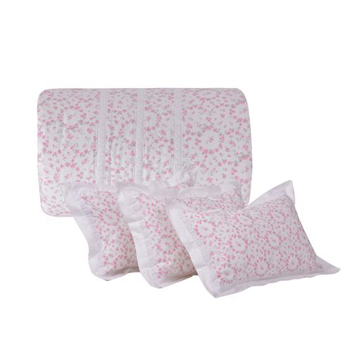 Set Plumón Bebé Estampado Hellen Rosado 220 Hilos Cuna
