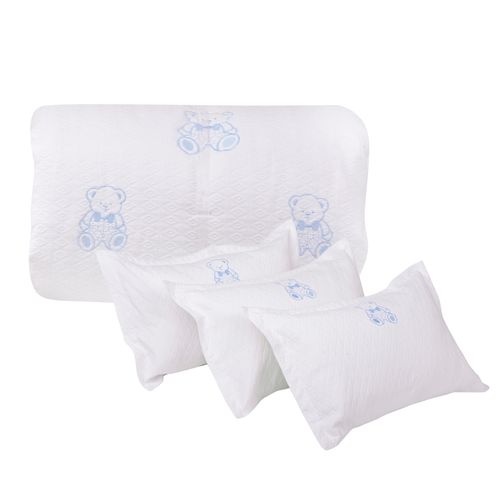 Set Plumón Bebé Bordado Osito Celeste 220 Hilos