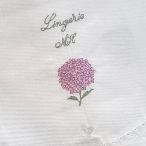 Sobre Lingerie Bordado Hortensias Rosado 38x30cm