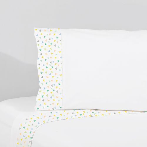 Set Sábana Estampada Banderín Blanco 220 Hilos