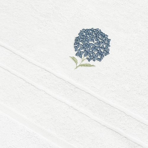 Toalla Bordada Hortensia Azul
