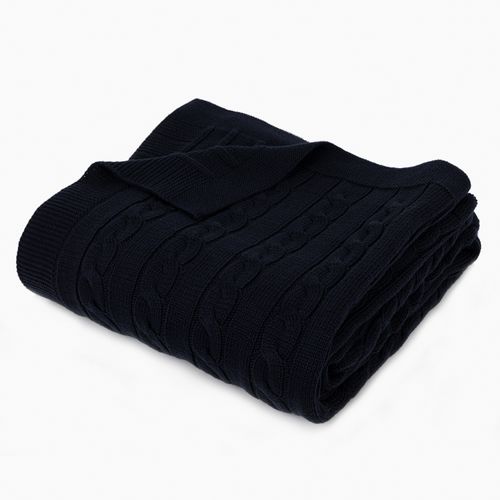 Manta Tejida Trenza Azul 170x130cm