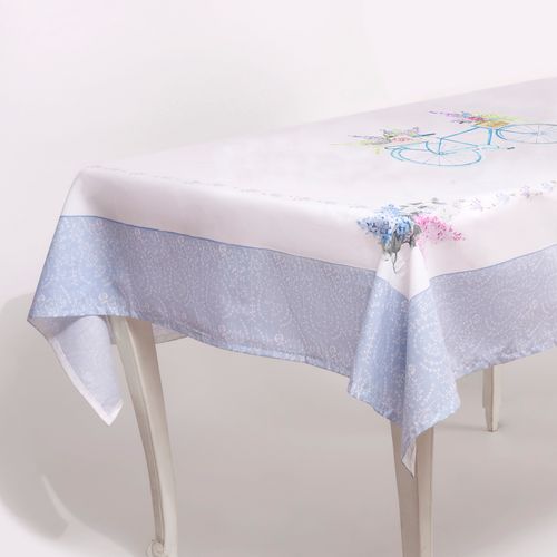 Mantel Estampado + Servilletas Bicicleta Blanco 180x260cm