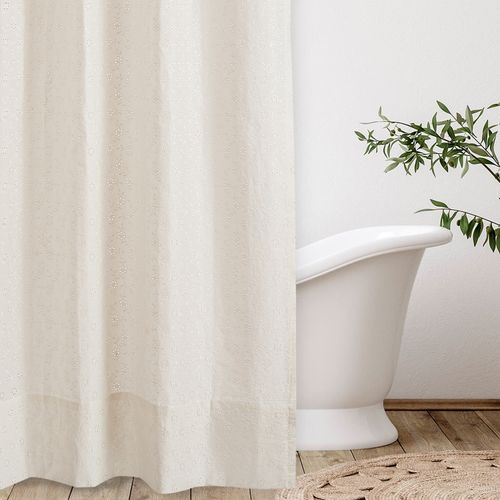 Cortina de Baño Broderie Premium Floral Crudo