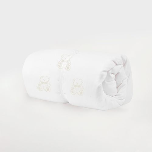 Plumón Bebé Bordado Osito White Off 220 Hilos Cuna