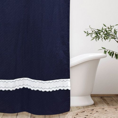 Cortina de Baño Estampada Onda Azul