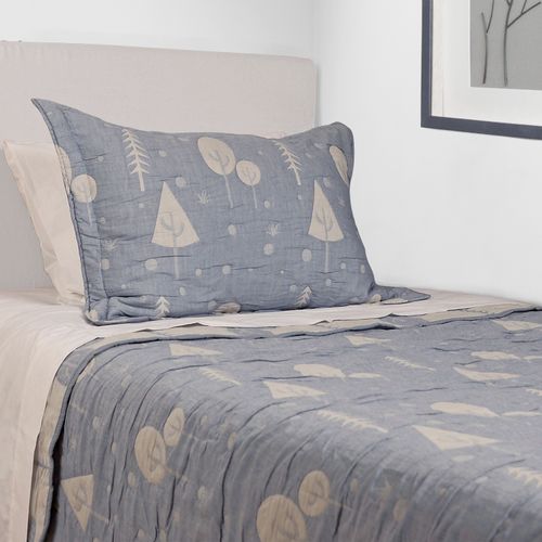 Cubrecama Kids Jacquard Bosque Azul