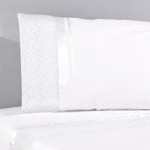 Set Sábana Clásica Broderie Hojita Blanco 220 Hilos