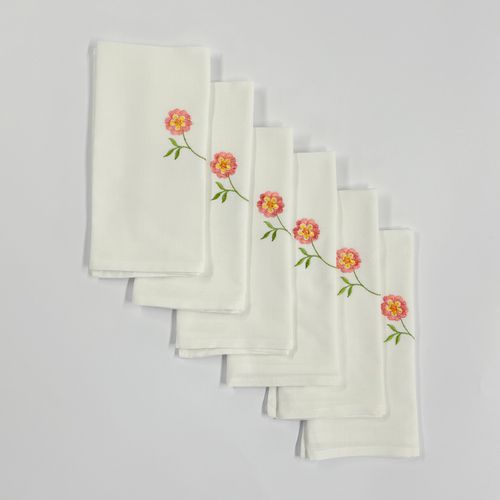 Set Servilleta Bordada Flor Peach