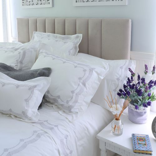 Set Sábana Bordada Grey Gris 200 Hilos