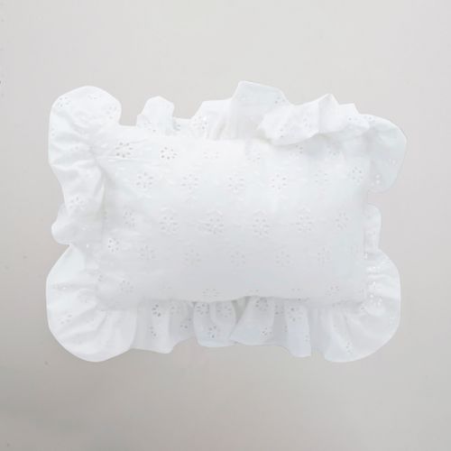 Cojín Clásico Broderie Flor Blanco 220 Hilos 30x45cm