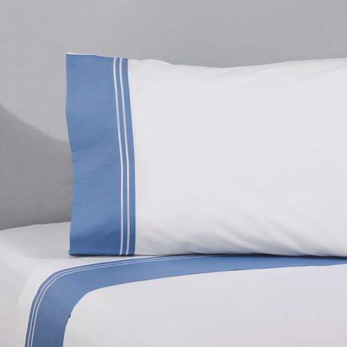 Set Sábana Bordada Bicolor Denim 200 Hilos