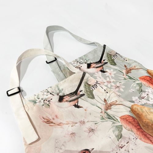 Delantal Estampado Pajaritos Crudo