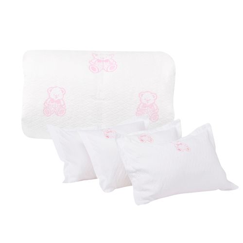 Set Plumón Bebé Bordado Osito Rosado 220 Hilos