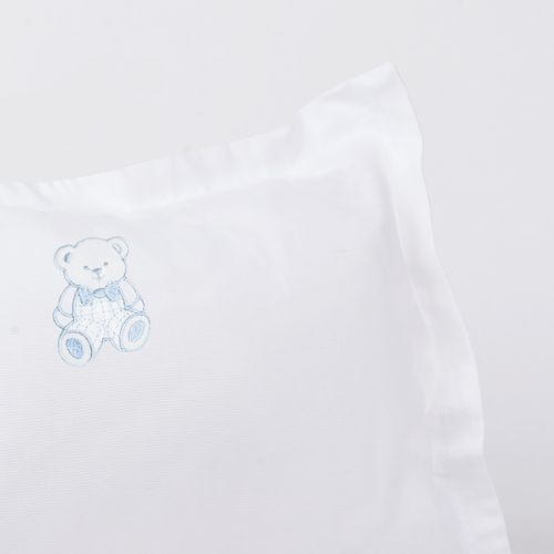 Cojín Bebé Bordado Osito Celeste 220 Hilos 30x45cm
