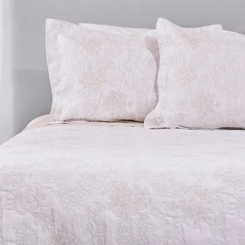 Cubrecama Jacquard Hortensias Beige