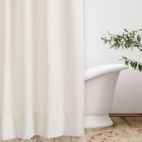 Cortina de Baño Broderie Premium Primavera Crudo