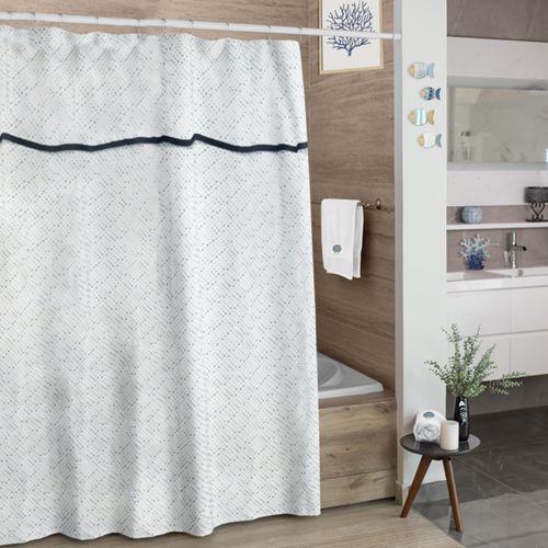 Cortina de Baño Estampada Cross Azul