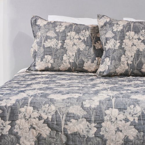 Cubrecama Jacquard Lirios Azul