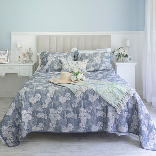 Cubrecama Jacquard Lirios Azul