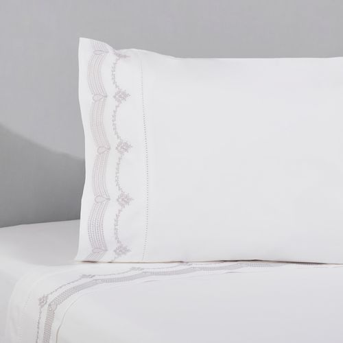 Set Sábana Bordada Grey Gris 200 Hilos