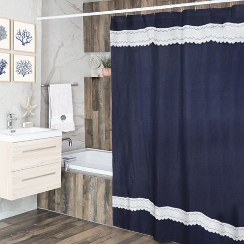 Cortina de Baño Estampada Onda Azul