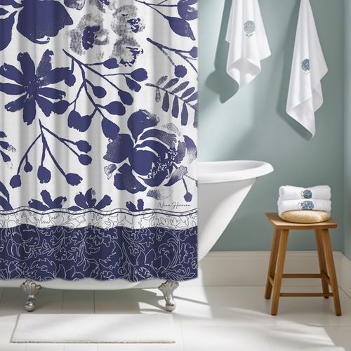 Cortina de Baño Estampada Bloom Azul