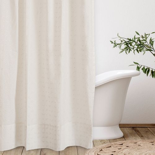 Cortina de Baño Broderie Premium Ramito Crudo