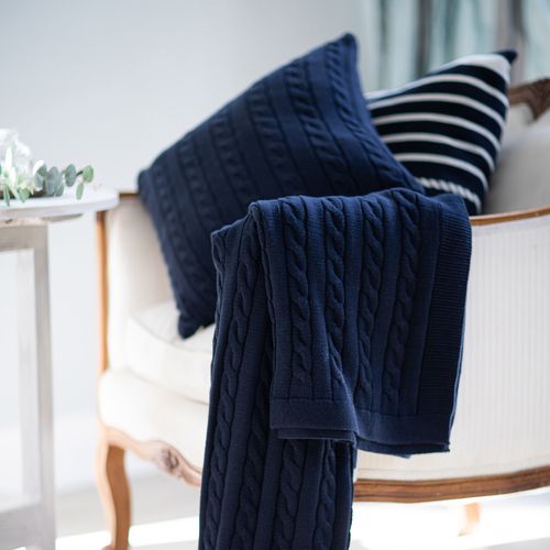 Manta Tejida Trenza Azul 170x130cm