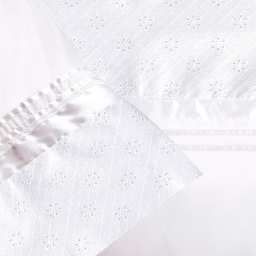 Set Sábana Clásica Broderie Primavera Blanco 220 Hilos