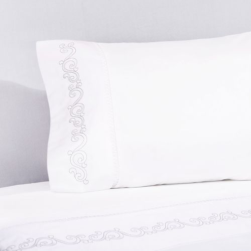 Set Sábana Bordada Annecy Blanco 1000 Hilos