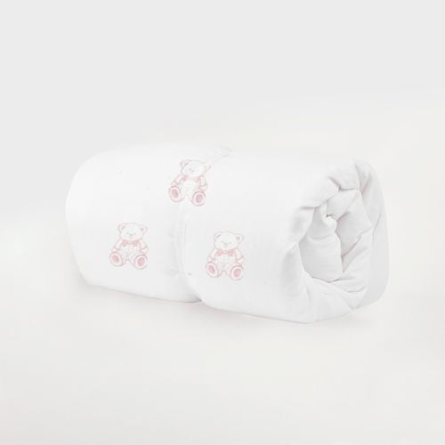 Plumón Bebé Bordado Osito Rosa 220 Hilos Cuna