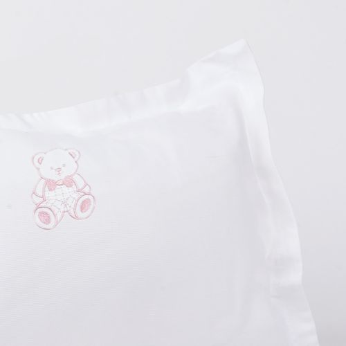 Cojín Bebé Bordado Osito Rosa 220 Hilos 30x45cm