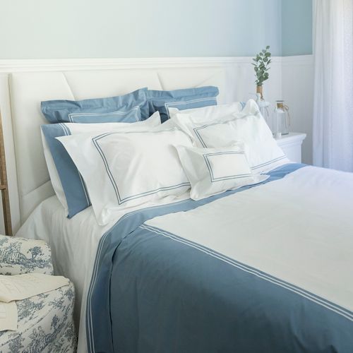 Set Sábana Bordada Bicolor Denim 200 Hilos