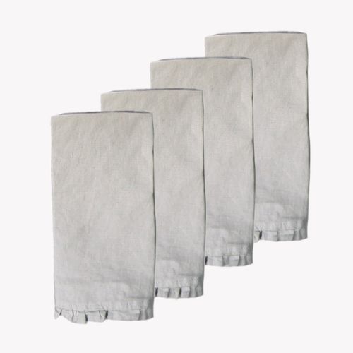 Set Servilleta Lino Mathilda Gris Cuadrado 45x45cm