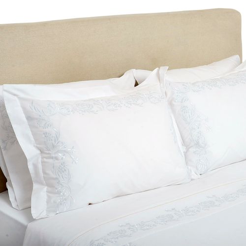 Set Fundas Bordado Begoña Blanco 220 Hilos 50x70cm