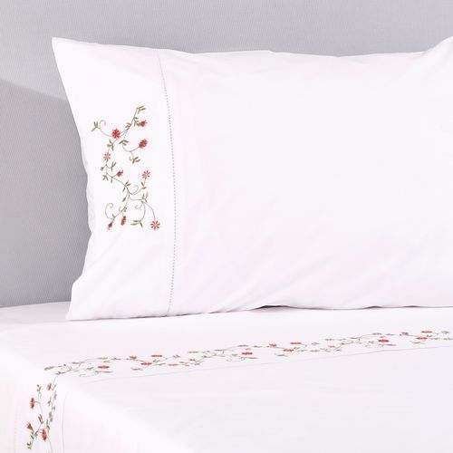 Set Sábana Bordada Florencia Rosa 220 Hilos