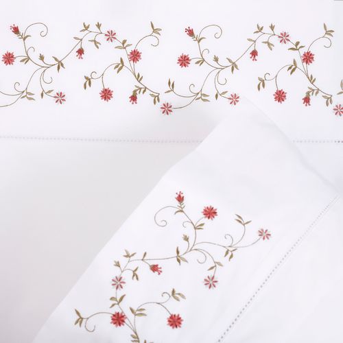 Set Sábana Bordada Florencia Rosa 220 Hilos