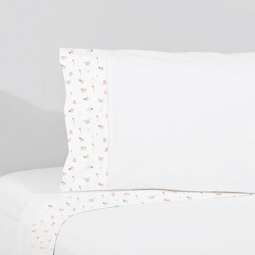 Set Sábana Estampada Tazas Rosa 220 Hilos