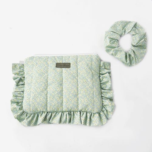 Set Estuche y Scrunchie Estampados Liberty Agua 22x17cm