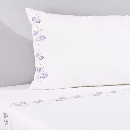 Set Sábana Bordada Enredadera Lila 220 Hilos