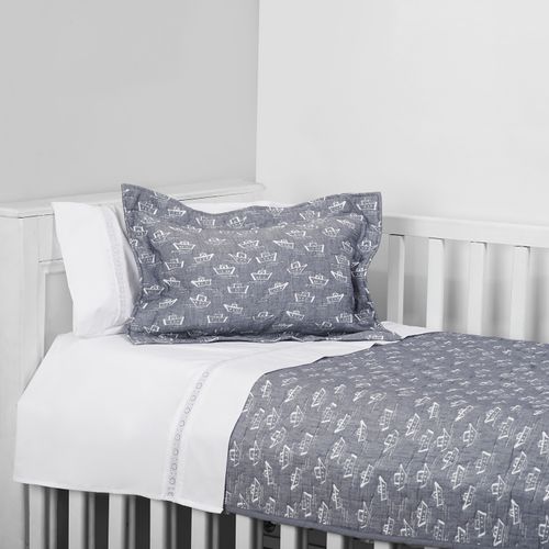 Cubrecama Bebé Jacquard Barquito Azul