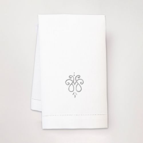 Toalla Lino Bordada Basic Alison Blanco