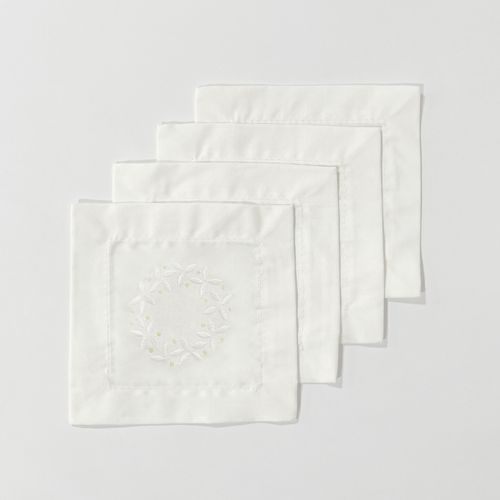 Set Servilleta de cóctel Bordada Blanco 12x12cm