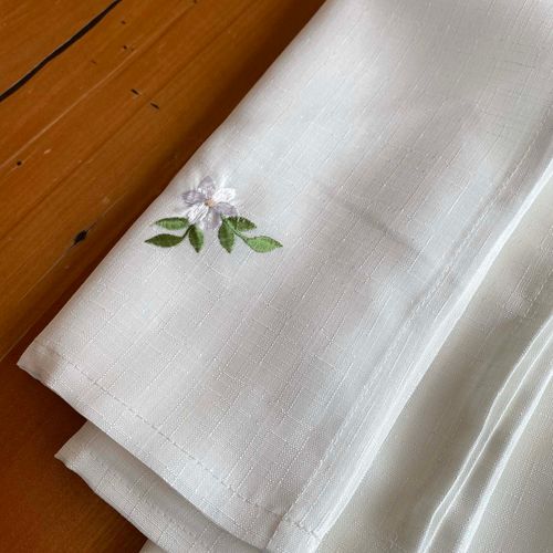 Set Servilleta Bordada Daisy Blanco